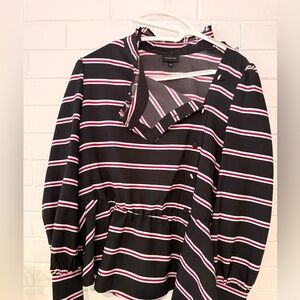 Who What Wear Striped Black and White Women's Top
